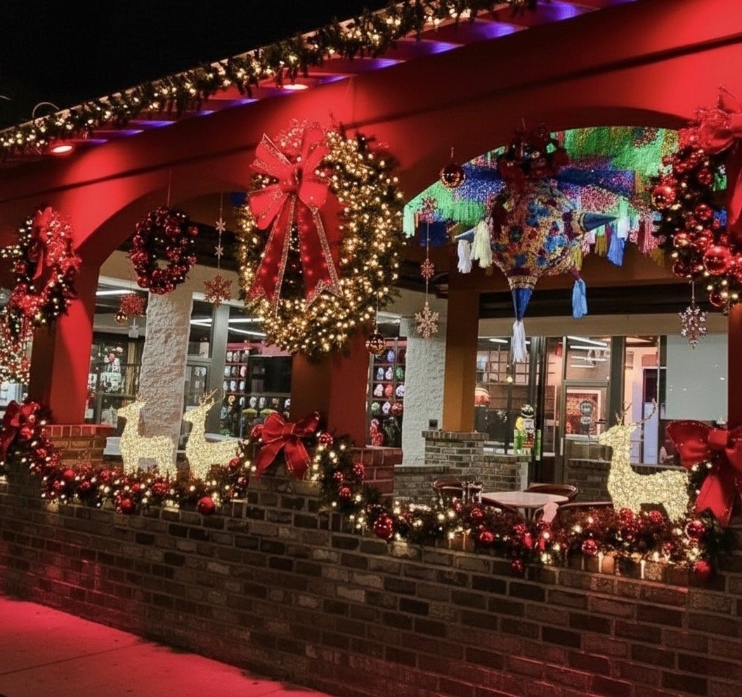 Patio Image decorated For The Holidays.