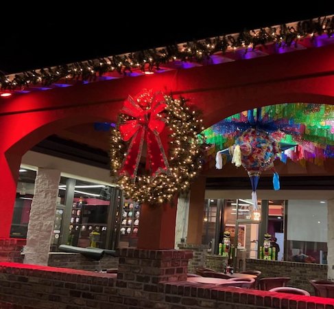 Patio Image decorated For The Holidays.